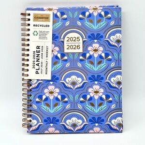2025-2026 Clementine Paper inc. 12-month Weekly Monthly Planner (Blue Patterns)